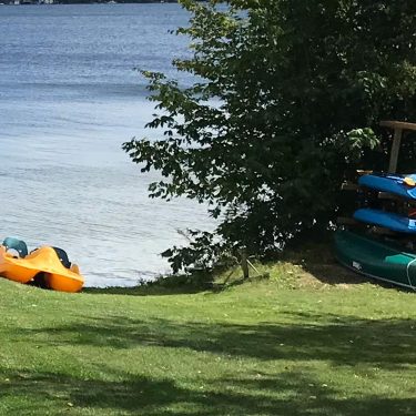 Paddle boat, 2 kayaks and a canoe for your use